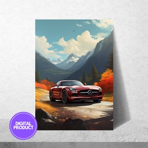 Digital Printable Mercedes SLS AMG Car Posters