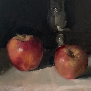 Apples and Metal Goblet - Patrick Welsh  Original Fine Art, Oil Painting, Still Life Painting