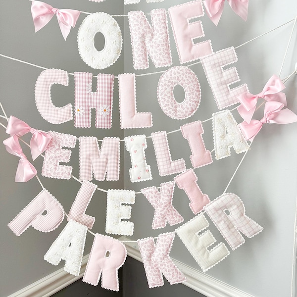 Custom Name Banner • Personalized Nursery Decor • Hand Cut Fabric Letters • Kids Room Wall Decor • Baby Shower Gift • Felt Name Sign • Paste