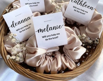 Bridesmaid Scrunchies Set: Satin Bridal Party Proposal Gifts