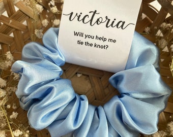 SOMETHING BLUE SRUNCHIES, Satin Silk Like Scrunchies, Bachelorette Favors, Bridal Shower Gifts, Thank you Gifts, To Have And To Hold