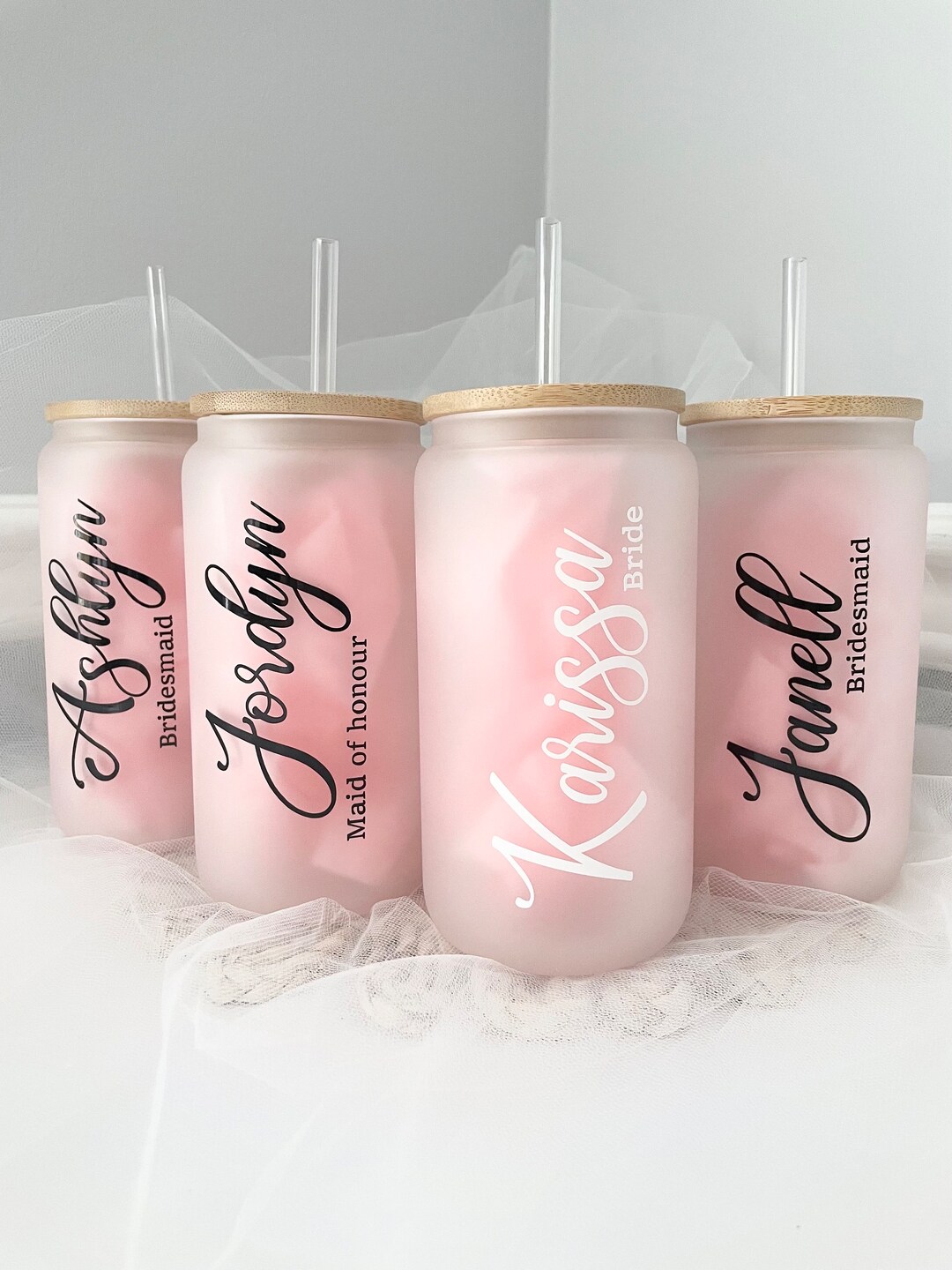 Personalized Glass Tumblers Bridesmaid Tumblers Iced Coffee Cup