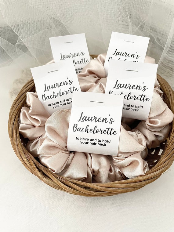 Bridesmaid Scrunchies Pack: Satin Bachelorette Hair Ties - Etsy display picture 1
