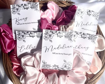 Personalized Satin Scrunchies Pack: Bridesmaid Proposal Gift
