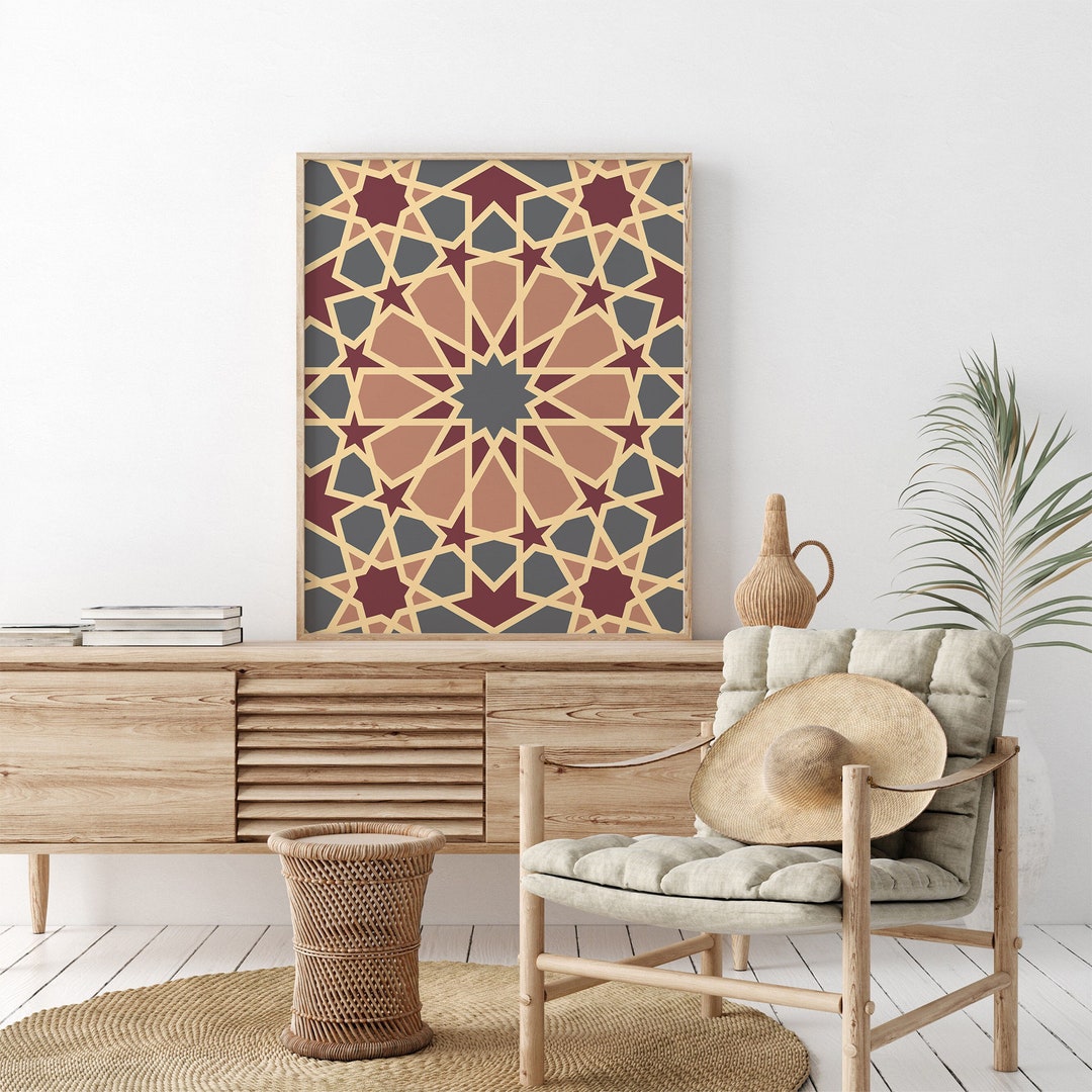 Geometric Islamic Art Printable, Muslim Home Decor, Middle Eastern Wall