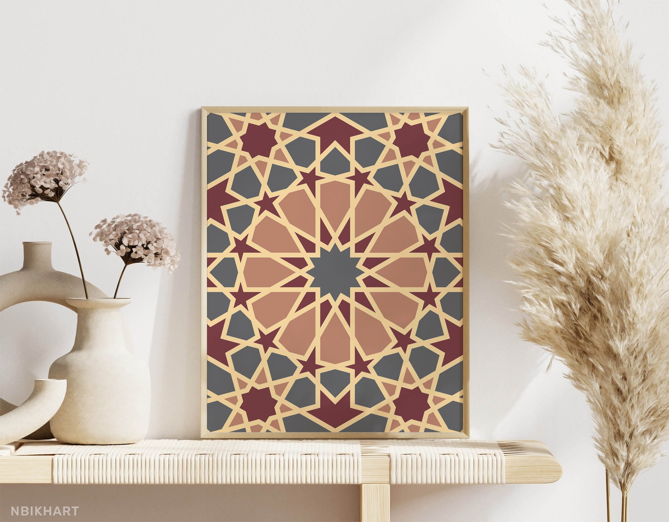 Geometric Islamic Art Printable, Muslim Home Decor, Middle Eastern Wall