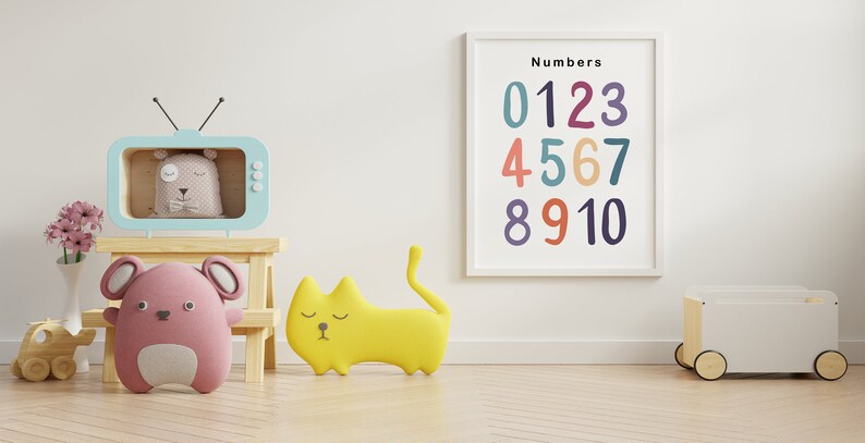 Colorful Numbers Poster, Educational Wall Art, Kids Room Decor ...