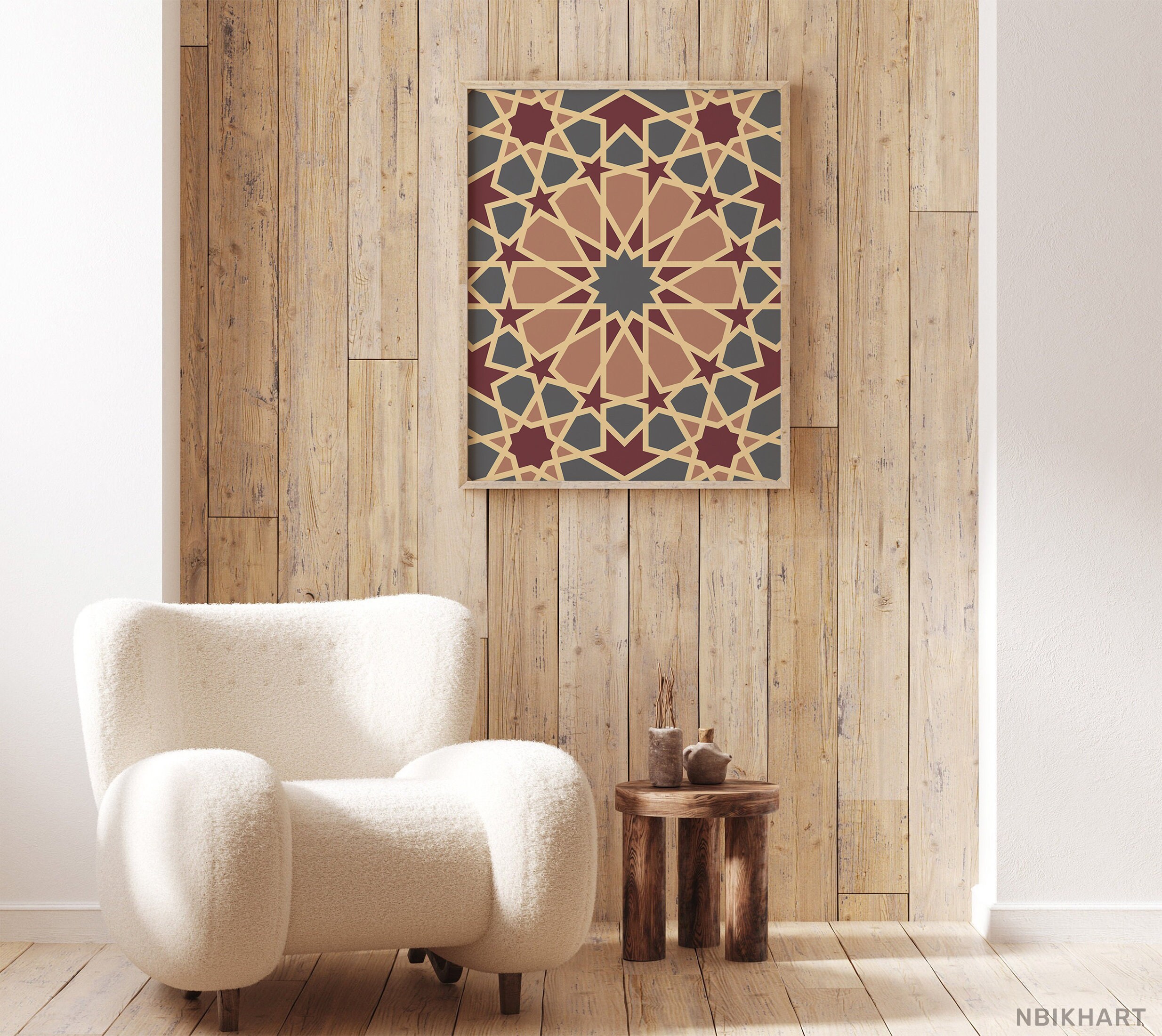 Geometric Islamic Art Printable, Muslim Home Decor, Middle Eastern Wall