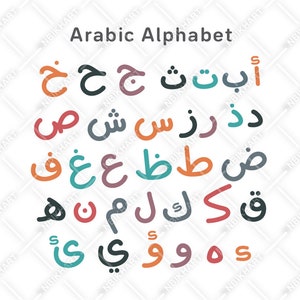 Arabic Alphabet Clipart Set, PNG Graphics, Educational Resource, Language Learning Tool, Arabic Letters, Language Learning Resource