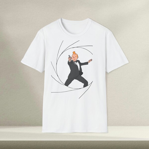 Tshirt, James Bond Tintin, 100% Coton, 5 Choix de couleurs