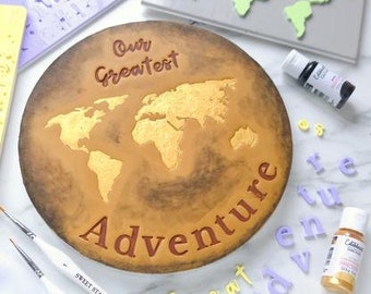Sweet Stamp Great Adventure World Map Acrylic Embosser for Painting Cookies, Cakes, and Fondant