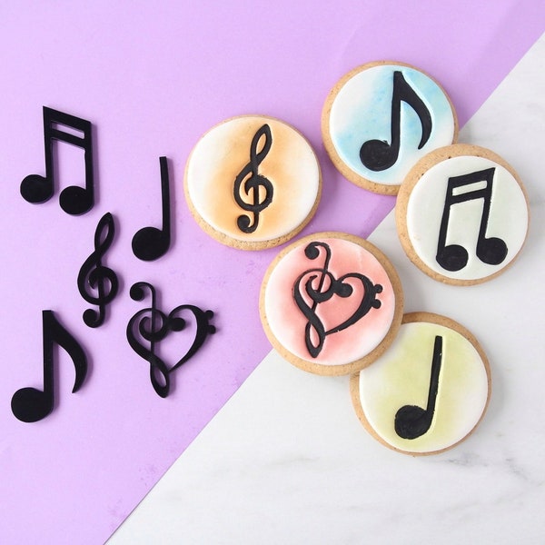 Sweet Stamp Music Notes Acrylic Embosser for Painting Cookies, Cakes, and Fondant