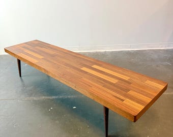Vintage Mid Century Modern walnut extra  long coffee table