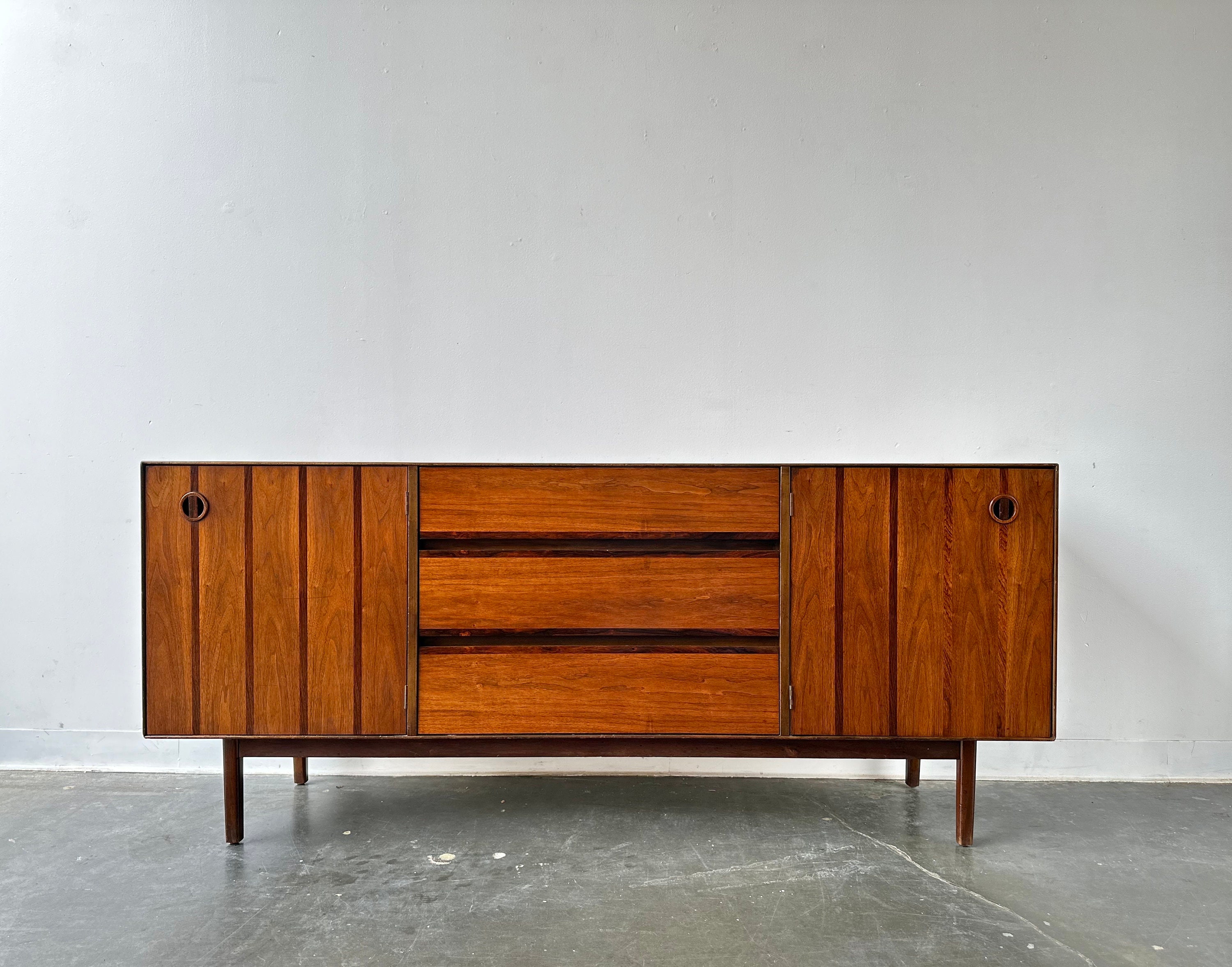 Mid Century Walnut and Rosewood Credenza 