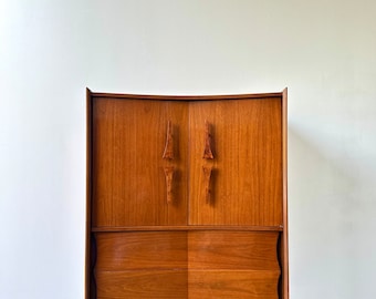 Mid Century Modern Walnut Sculptural Highboy Dresser