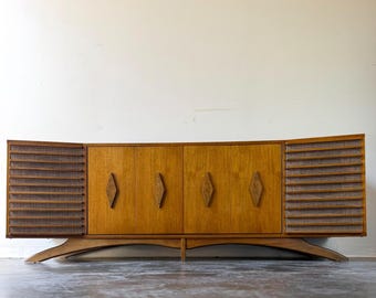Vintage Walnut Mid Century Modern Sculpural Kagan Style Credenza
