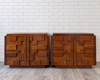 MCM brutalist lane furniture staccato nightstands