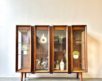 Brutally tiki style mid century display cabinet