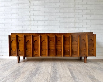 Brutalist MCM walnut Tabago credenza