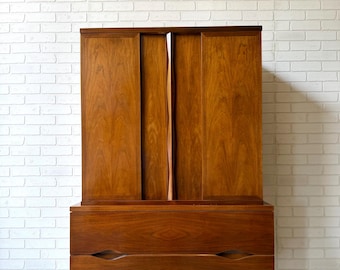 Mid Century Modern Vintage Walnut Tall Dresser