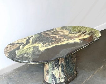 Vintage Italian cipollino marble dining table