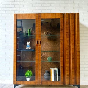 Lane brutalist bar cabinet curio