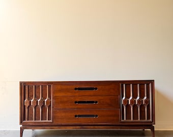 Vintage mid century modern dark walnut credenza dresser