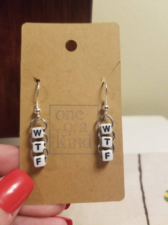 Word dangle earrings best sale