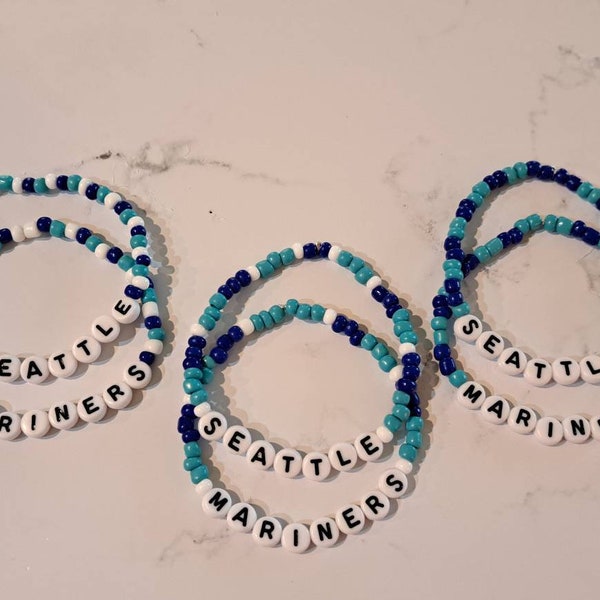 Mariners Bracelets, Beaded Mariners Bracelets, Beaded Bracelets for Her, Mariners Fans, Seattle Mariners, Word Bracelets, Gift Ideas