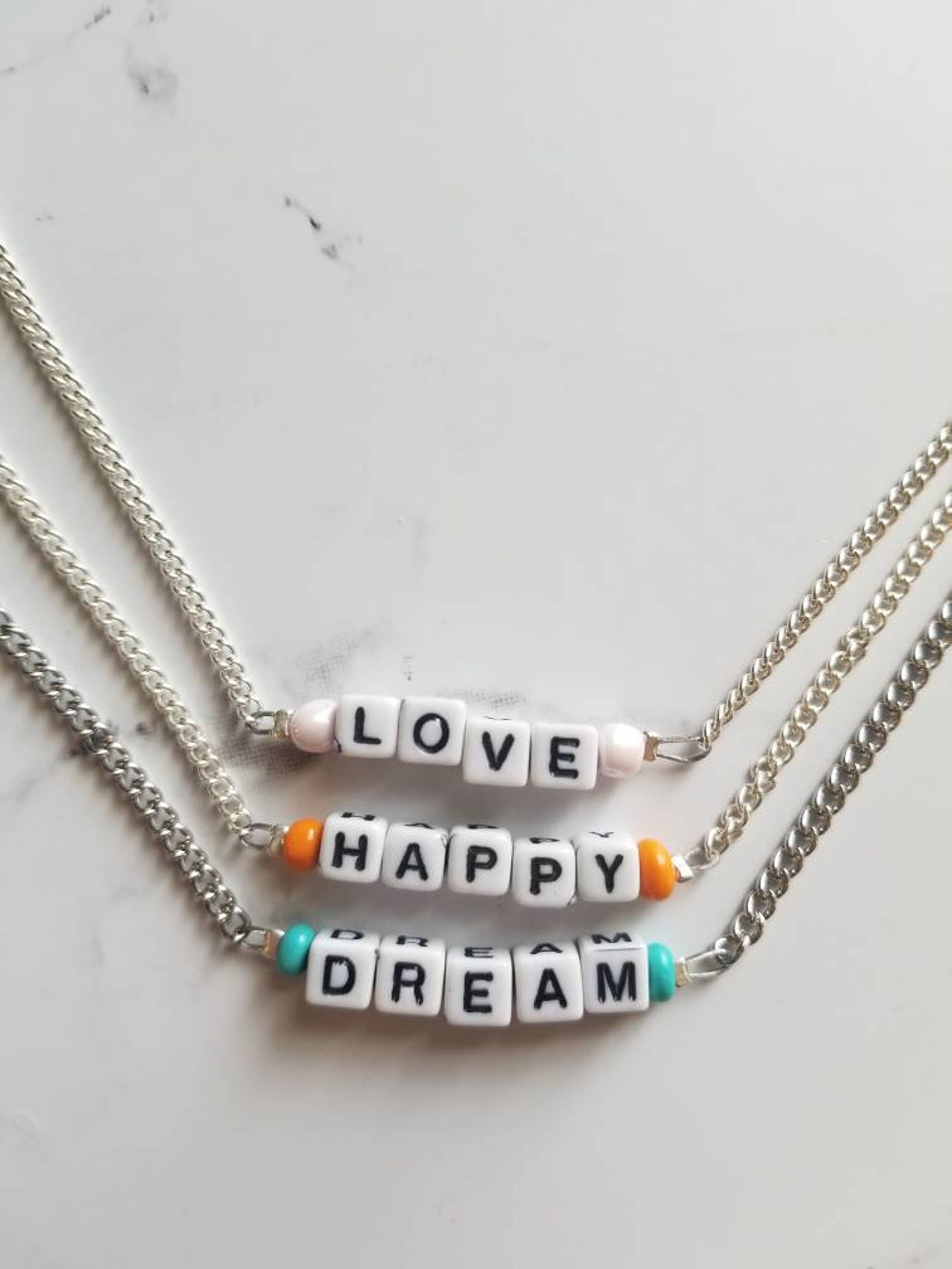 Beaded Word Necklaces Chain Necklaces Beaded Words Etsy.de