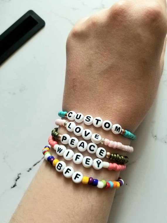 Custom Beaded Name  Word Bracelet Spring 21  Etsy  Word bracelet Spring  bracelet Diy bracelets patterns