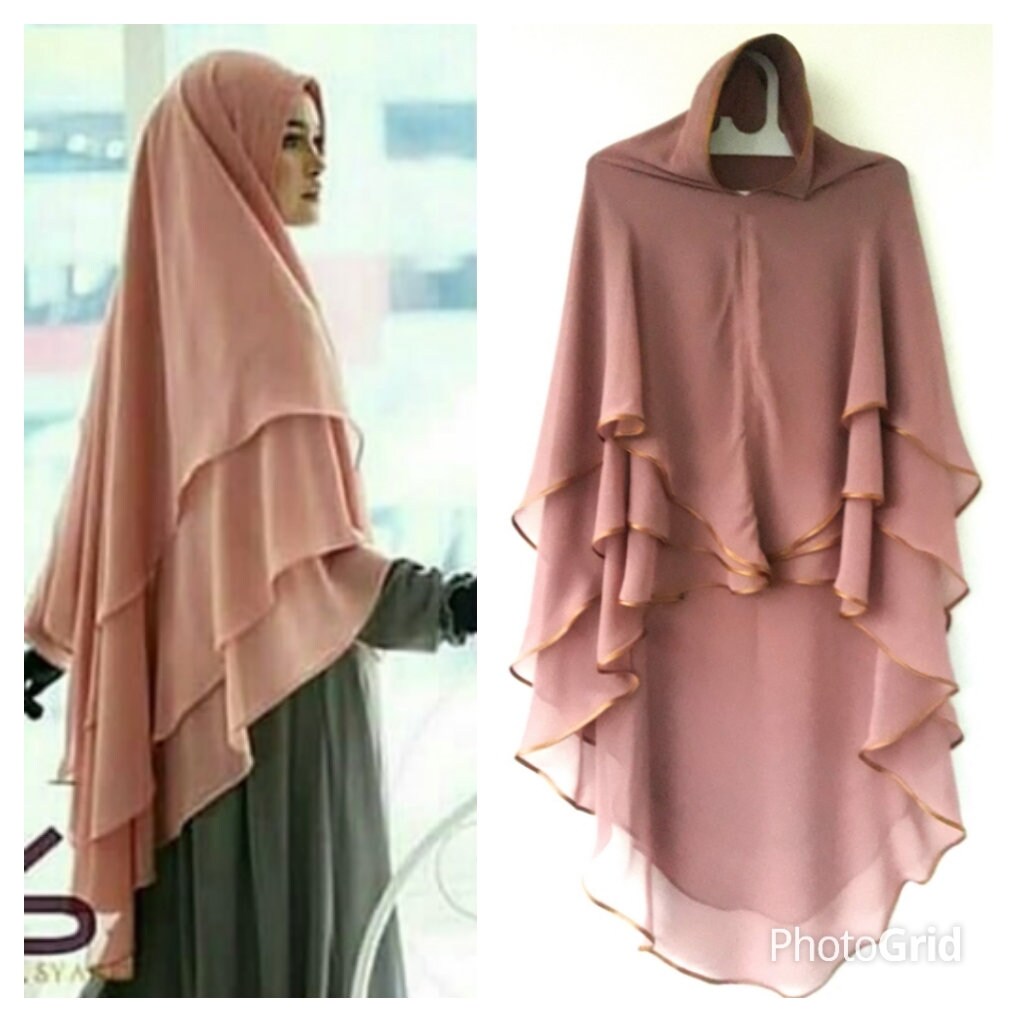 3 Layer Chiffon Khimar Muslim Muslima Ready to Wear Maxi Hijab Etsy