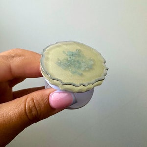 Blue Aventurine Crystal Resin PopSocket - Handcrafted Phone Grip with Embedded Crystals, Geode Popsocket, Blue and Silver Popsocket