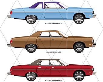 1970s Full-Size Sedan Vector Collection