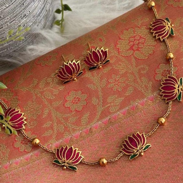 Lotus Motif Meenakari Belt main image 1
