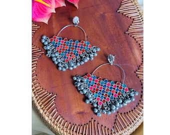 German silver Earrings Amarpali Indian jewelry earrings,german Silver jewelry|Bollywood jewelry|Desi Jewelry | ethnic earrings | indian