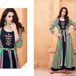 Indische Kleidung 2-teilig langes Kleid |Designerkleidung | Indianerkleid | Geschenk für Mama | Indianerkleid | indische Hochzeit | exklusiv