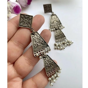 Oxidised earrings,jhumka earrings,bollywood earrings,indian jhumkas,Oxidised jhumkas,desi jhumkas