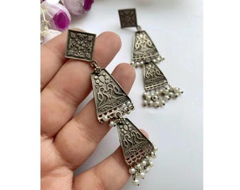 Oxidised earrings,jhumka earrings,bollywood earrings,indian jhumkas,Oxidised jhumkas,desi jhumkas