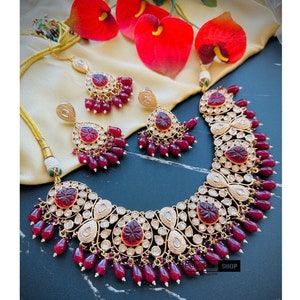 Indian jewelry,ruby bridal kundan necklace set ,wedding jewelry, bollywood jewelry,indian jewelry,pakistani jewelry, cz jewelry,desi jewelry
