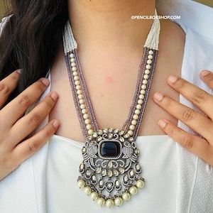 Lila Heeramandi inspiriert Halsketten-Set, Kundan Halsketten-Set, indische Schmuck-Set, Desi Schmuck, Kundan Schmuck, Hochzeits-Set, indische Braut-Set
