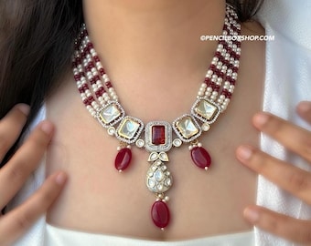 CLEARANCE-Indian jewelry,uncut kundan diamond Necklace,Statement Necklace,Elegant Jewelry,desi jewelry,Indian Jewelry,CZ Necklace