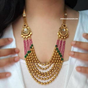 kemp stone Necklace Set,Temple jewelry,Indian Jewelry,Statement jewelry, gold necklace,one gram jewelry,South Indian jewelry