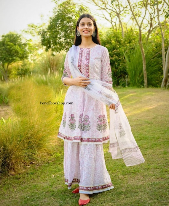 Vêtements indiens, ensemble sharara pièces, robe indienne