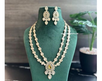 Gioielli indiani gialli, set di collane a strati per matrimonio, gioielli indiani, collana Bollywood, gioielli desi, gioielli pakistani, set kundan