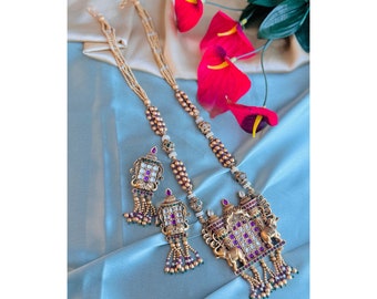 Indian jewelry,long Temple Necklace Set | Temple jewelry | Indian jewelry|South Indian jewelry | Statement jewelry / Desi jewelry