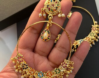 Jadau Multi Stone Earrings / Indian earrings / Chandbali earrings / Statement earrings / Pakistani Earrings/ Eid special earrings / Jhumka