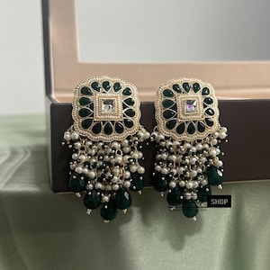 Kundan Polki Pearl Jhumka earrings,kundan earrings,desi earrings,kundan earrings,indian earrings