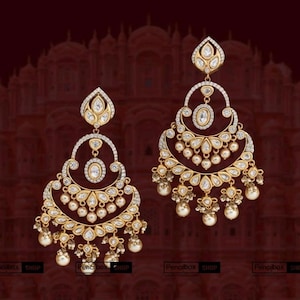 RESTOCKED-Tayani Aussage 22k Vergoldete Perle Jhumki Ohrringe, Hochzeitsohrringe, Geschenk für sie, Jubiläumsgeschenk, indischer Schmuck