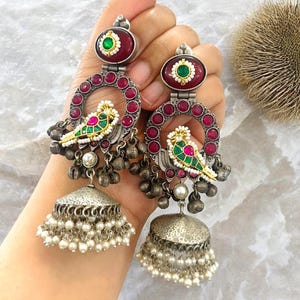 German silver pachi Ghungroo jhumka German silver earrings